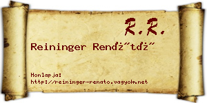 Reininger Renátó névjegykártya